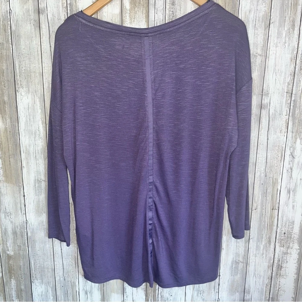 White House Black Market Purple Scoop Neck Oversized Long Sleeve Blouse Small - Picture 5 of 6